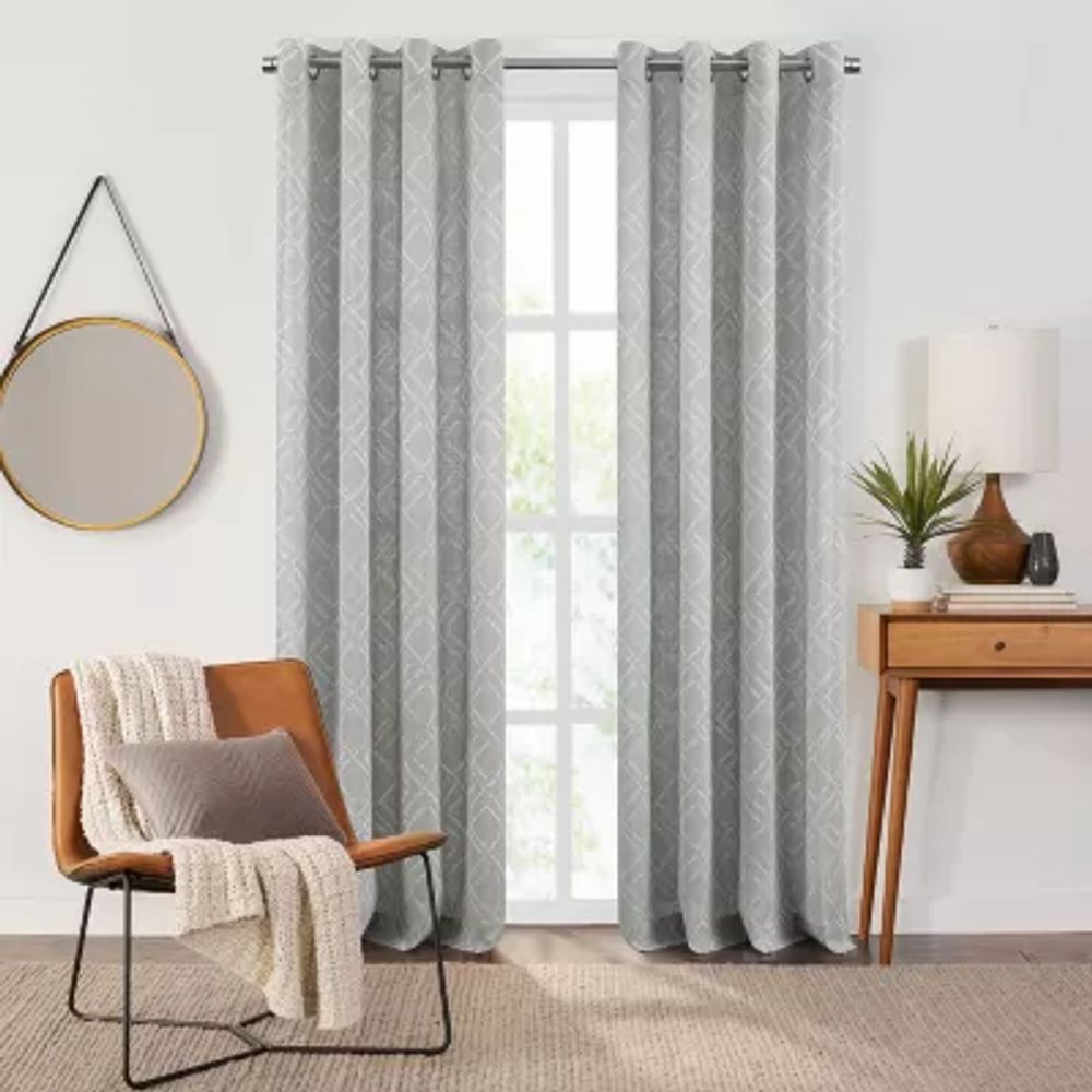 Fieldcrest Arden Diamond Brush Cotton Sheer Grommet Top Single Curtain Panel