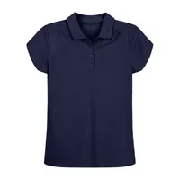 IZOD Little & Big Girls Wrinkle Resistant Moisture Wicking Performance Mesh Short Sleeve Polo Shirt