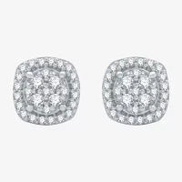 Diamond Blossom 1/4 CT. T.W. Natural White Diamond 10K White Gold 7mm Cushion Stud Earrings