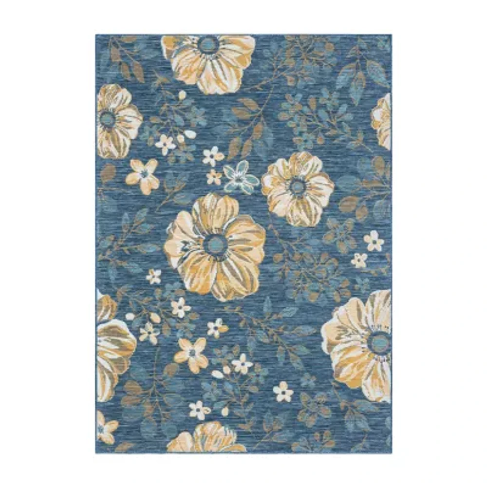 LR Home Bella Floral Indoor Outdoor Rectangular Area Rug