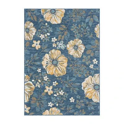 LR Home Bella Floral Indoor Outdoor Rectangular Area Rug