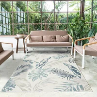 LR Home Brewis Floral Indoor Outdoor Rectangular Area Rug