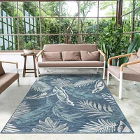 LR Home Brewis Floral Indoor Outdoor Rectangular Area Rug