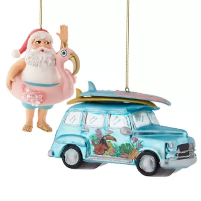 North Pole Trading Co. Santa And Car 2-pc. Christmas Ornament