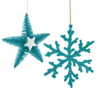 North Pole Trading Co. Blue Sea Star 2-pc. Christmas Ornament