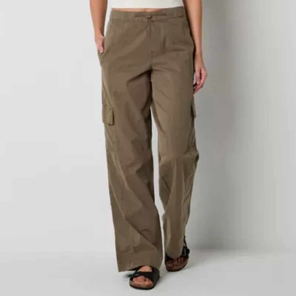 Arizona Womens Low Rise Wide Leg Cargo Pant-Juniors