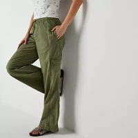 Arizona Womens Low Rise Wide Leg Cargo Pant-Juniors