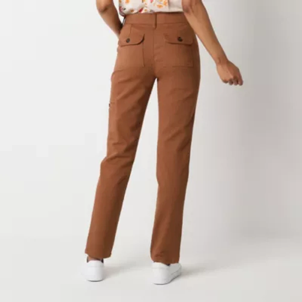 Liz Claiborne Sara Womens Mid Rise Carpenter Straight Leg Jean
