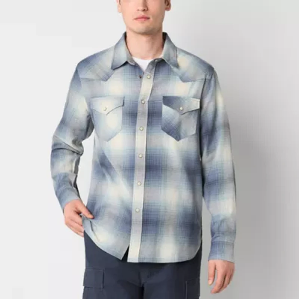 Frye and Co. Mens Regular Fit Long Sleeve Plaid Button-Down Shirt