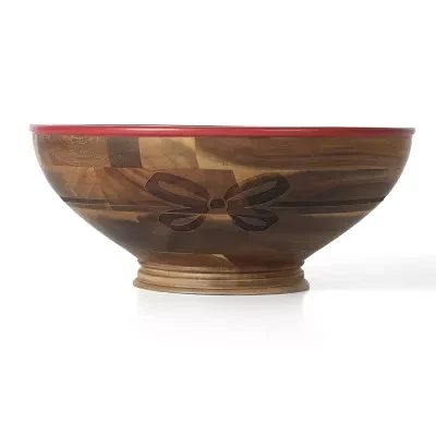 Martha Stewart Festive Bow Wood Serving Bowl