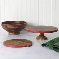 Martha Stewart Festive Bow Wood Serving Bowl