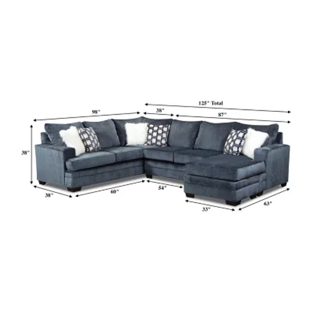 Jodye 3 Piece Chenille Sectional With Ottoman