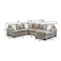 Jodye 3 Piece Chenille Sectional With Ottoman