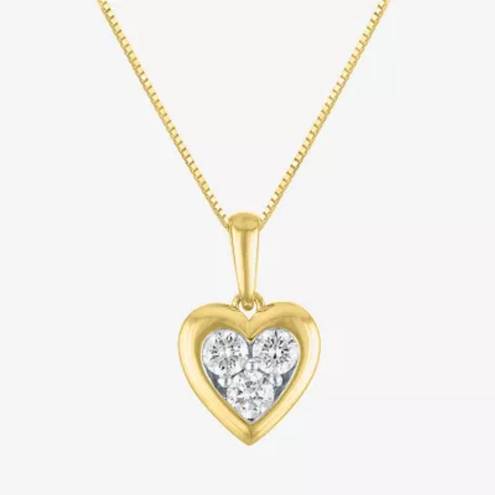 (G-H /Si2-I1) Womens 1/3 CT. T.W. Lab Grown White Diamond 10K Gold Heart 16 Inch Pendant Necklace