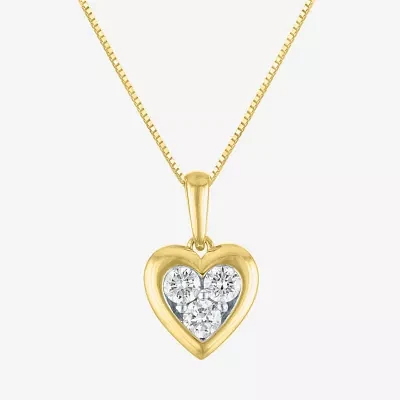 (G-H /Si2-I1)														 Womens 1/3 CT. T.W. Lab Grown White Diamond 10K Gold Heart 16 Inch Pendant Necklace