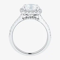 (H-I / Si1-Si2) Womens 3 CT. T.W. Lab Grown White Diamond 14K Gold Round Side Stone Halo Engagement Ring