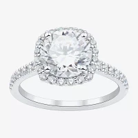 (H-I / Si1-Si2) Womens 3 CT. T.W. Lab Grown White Diamond 14K Gold Round Side Stone Halo Engagement Ring
