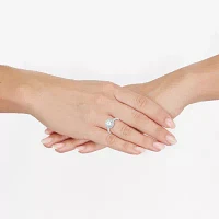 (H-I / Si1-Si2) Womens 3 CT. T.W. Lab Grown White Diamond 14K Gold Round Side Stone Halo Engagement Ring