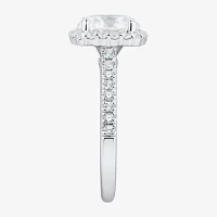 (H-I / Si1-Si2) Womens 3 CT. T.W. Lab Grown White Diamond 14K Gold Round Side Stone Halo Engagement Ring