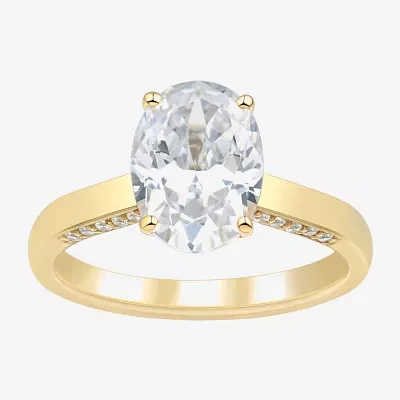 (H-I / Si1-Si2) Womens 2 3/4 CT. T.W. Lab Grown White Diamond 10K Gold Oval Solitaire Engagement Ring