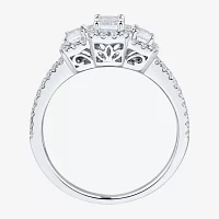 (H-I / Si1-Si2) Womens 1 1/4 CT. T.W. Lab Grown White Diamond Sterling Silver Side Stone 3-Stone Engagement Ring