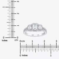 (H-I / Si1-Si2) Womens 1 1/4 CT. T.W. Lab Grown White Diamond Sterling Silver Side Stone 3-Stone Engagement Ring
