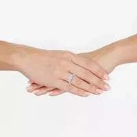 (H-I / Si1-Si2) Womens 1 1/4 CT. T.W. Lab Grown White Diamond Sterling Silver Side Stone 3-Stone Engagement Ring