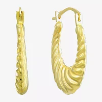 Croissant Womens 10K Gold 22mm Round Hoop Earrings