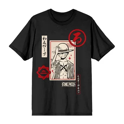 Mens Crew Neck Short Sleeve Regular Fit Anime Graphic T-Shirt