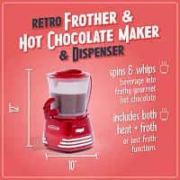 Nostalgia Retro 32-Ounce Hot Chocolate, Milk Frother, Cappuccino, Mocha, Latte Maker and Dispenser