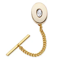 Gold-Plated Polished Tie Tack with Diamond Accent