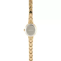 Personalized Dial Womens Diamond-Accent Oval Gold-Tone Bracelet Watch