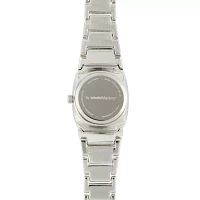 Personalized Dial Womens Diamond-Accent Silver-Tone Bracelet Watch