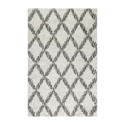 nuLoom Sharika Lattice Shaggy Rectangular Rug