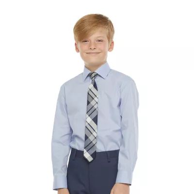 Collection By Michael Strahan Big Boys Spread Collar Long Sleeve Shirt + Tie Set