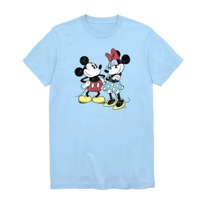 Mickey Minnie Retro Mens Crew Neck Short Sleeve Regular Fit Mouse Graphic T-Shirt
