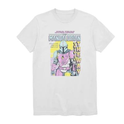 Mandalorian Pop Art Mens Crew Neck Short Sleeve Regular Fit Star Wars Graphic T-Shirt