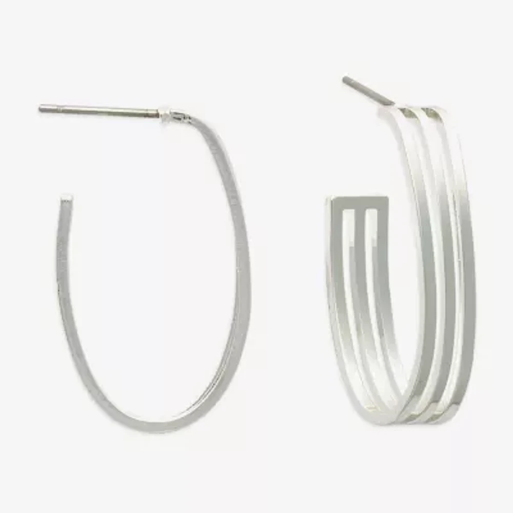 Mixit Silver Tone Hypoallergenic Stainless Steel Hoop Earrings