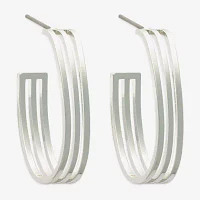 Mixit Silver Tone Hypoallergenic Stainless Steel Hoop Earrings