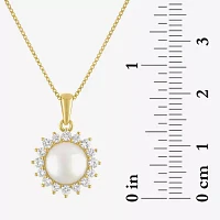 Womens White Cultured Freshwater Pearl 14K Gold Over Silver Pendant Necklace