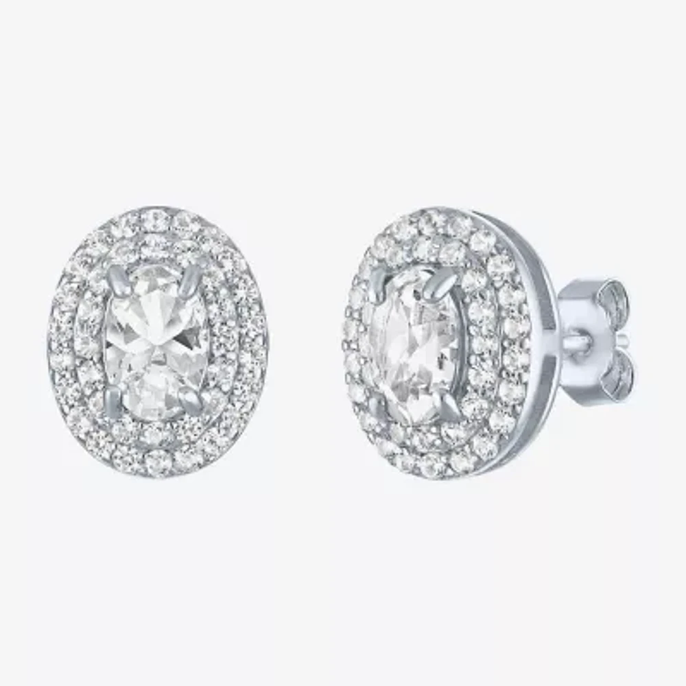 Lab Created White Sapphire Sterling Silver 10.2mm Stud Earrings