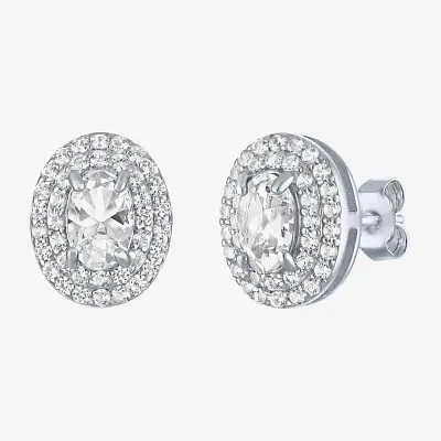 Lab Created White Sapphire Sterling Silver 10.2mm Stud Earrings