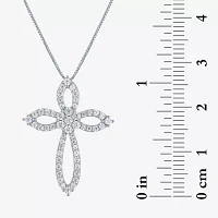 Diamond Blossom (G-H / I1-I2) Womens 1/2 CT. T.W. Lab Grown White Diamond 10K White Gold Cross Pendant Necklace