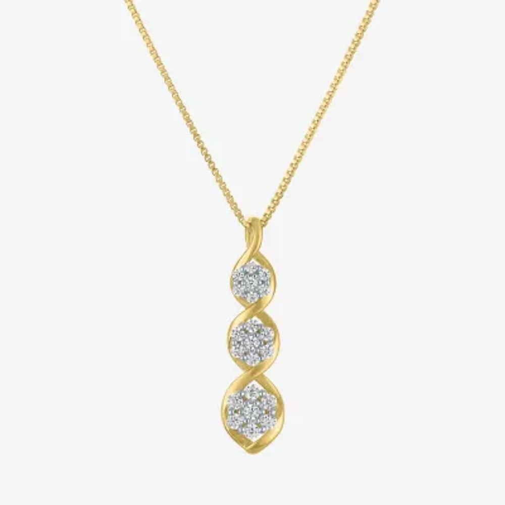 Diamond Blossom (G-H / I1-I2) Womens 1/5 CT. Lab Grown White Diamond 10K Gold Pendant Necklace