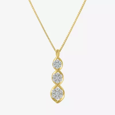 Diamond Blossom (G-H / I1-I2) Womens 1/5 CT. Lab Grown White Diamond 10K Gold Pendant Necklace