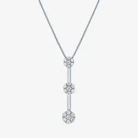 Diamond Blossom 3-Stone (G-H / Si2-I1) Womens 1/5 CT. Lab Grown White Diamond 10K White Gold Pendant Necklace