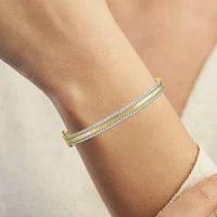 (G-H / I1-I2) 1 CT. T.W. Lab Grown White Diamond 10K Gold Bangle Bracelet