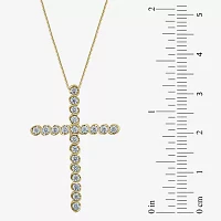 (G / Si2) Womens 1/2 CT. T.W. Lab Grown White Diamond 14K Gold Cross Pendant Necklace