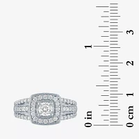 (G-H/ Si2-I1) Womens 1 CT. T.W. Lab Grown White Diamond 10K Gold Cushion Side Stone Cocktail Ring