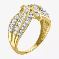 (G-H / I1-I2) Womens 1 CT. T.W. Lab Grown White Diamond 10K Gold Bypass  Cocktail Ring